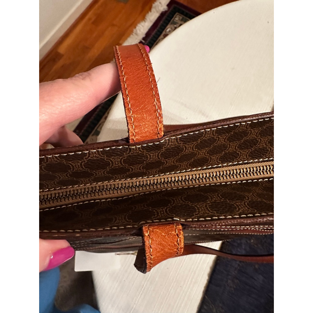 Celine Brown Macadam Monogram Orange Stripe Tote Bag - Picture 16 of 16